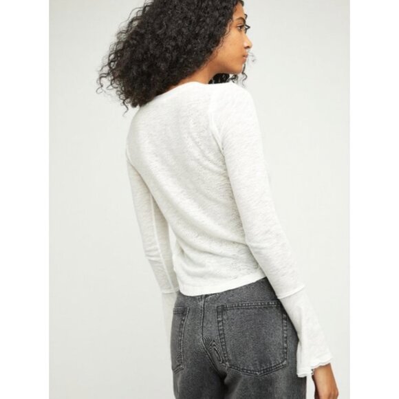 NWOT Free People White Long Bell Sleeve Top - Picture 3 of 14